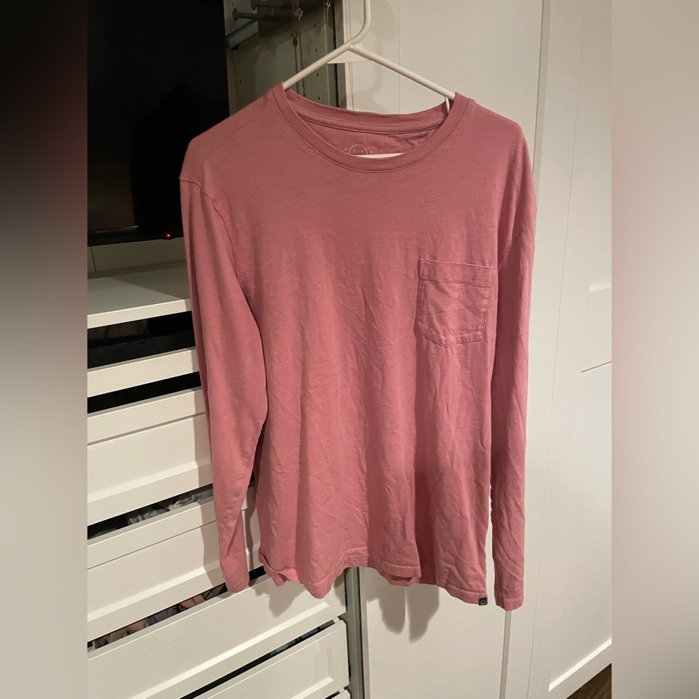 Men’s Large Even Tide Pink Long Sleeve Pocket T-Shirt